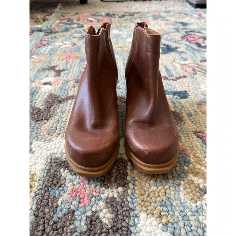 Sorel Joan of Arctic Wedge III Zip Waterproof Leather Boots 7 Hazelnut NWOB